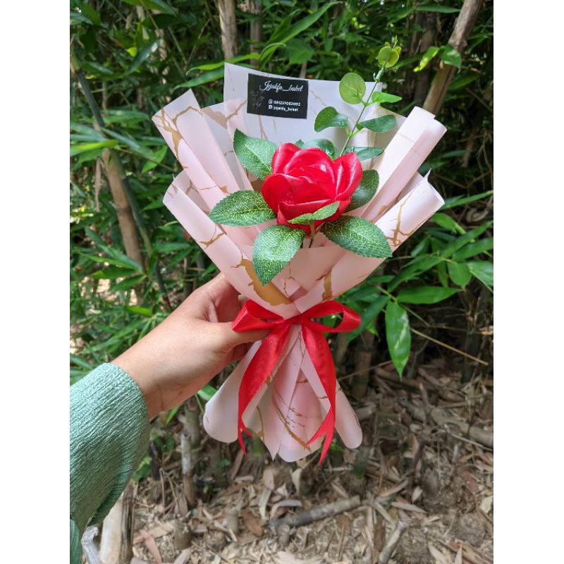Buket Bunga Satin | Buket bunga mawar | Buket wisuda | Buket bunga mawar satu tangkai | Single Rose 