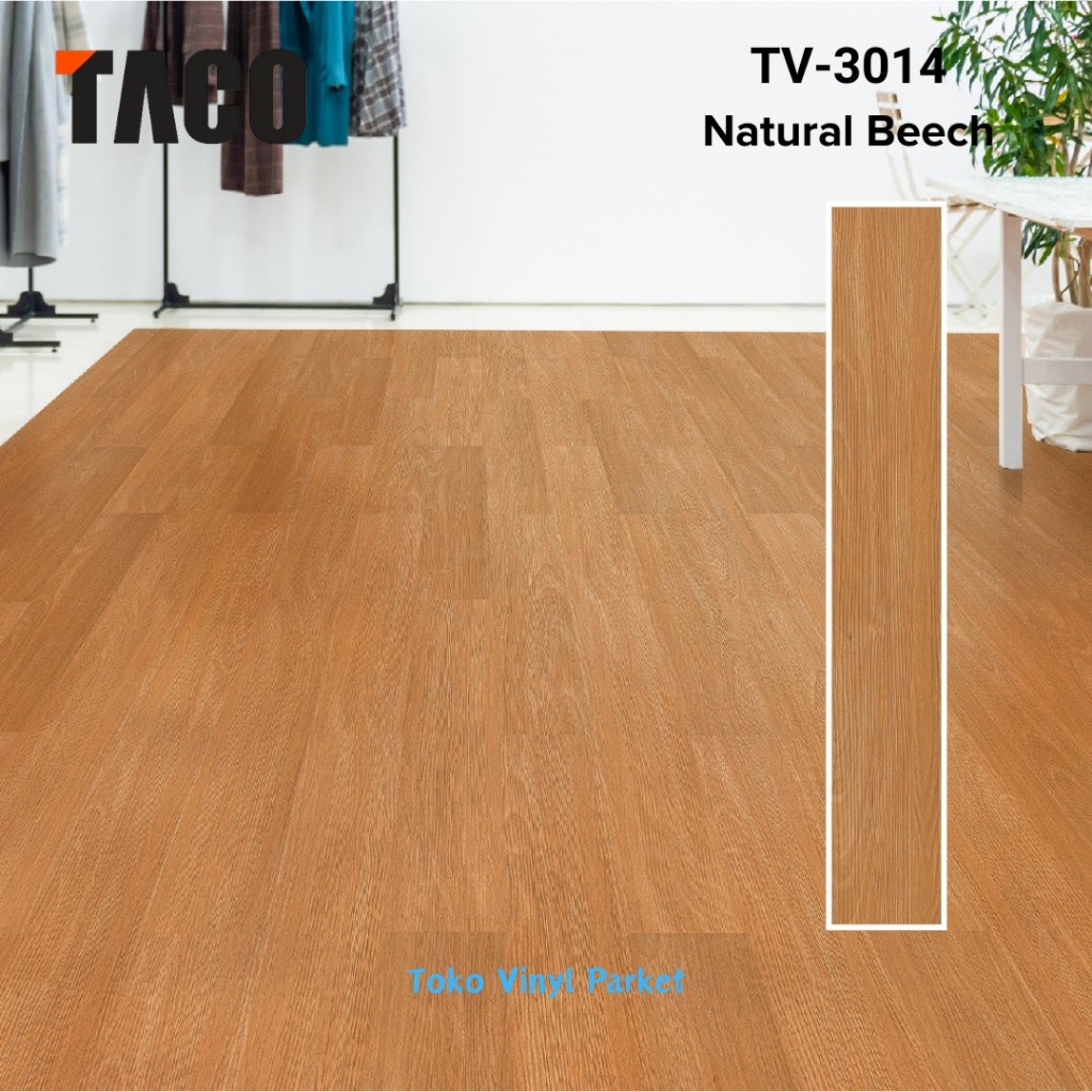 TACO Vinyl lantai 3mm TV-3014 Natural Beech lantai motif kayu /Box