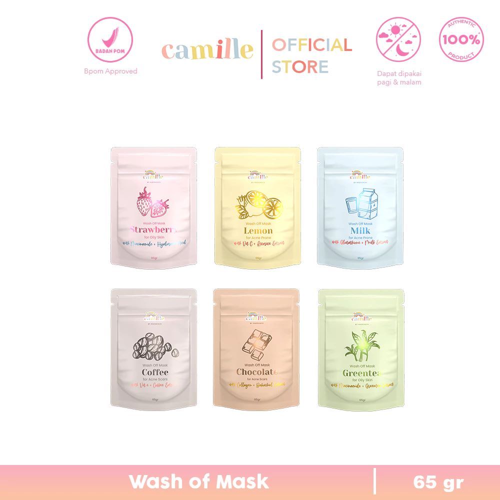 Masker Camille | Camille Wash Off Mask | Masker Wajah Camille | BPOM Camille Product 25gr-65gr | Cam