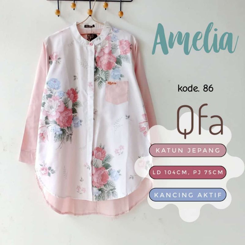 Amelia blouse, kemeja wanita, blouse katun Jepang, kemeja busui, atasan import quality, Ld 104 panja
