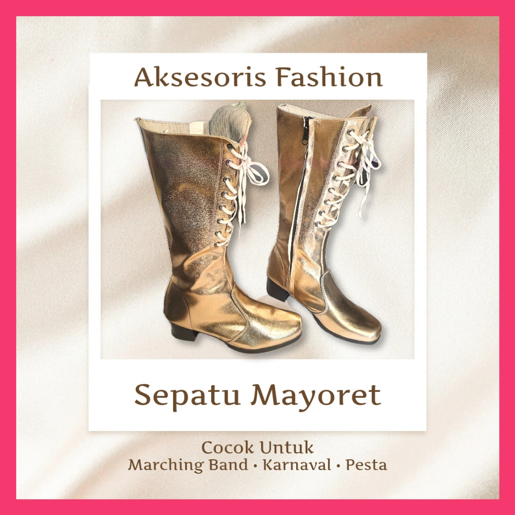 sepatu mayoret sma dewasa emas marching drum band aksesoris accessories perlengkapan baju pakaian ko