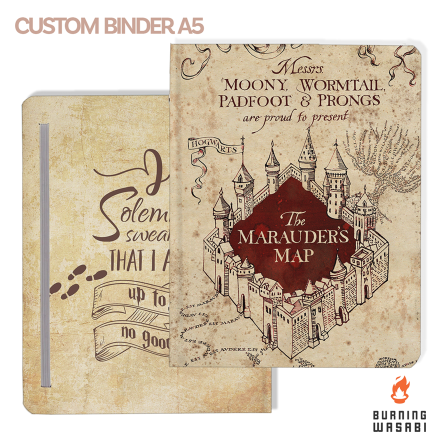 

Binder Marauder Map Harry Potter Hogwarts Hardcover Aesthetic A5 20 ring 6 ring Custom Nama
