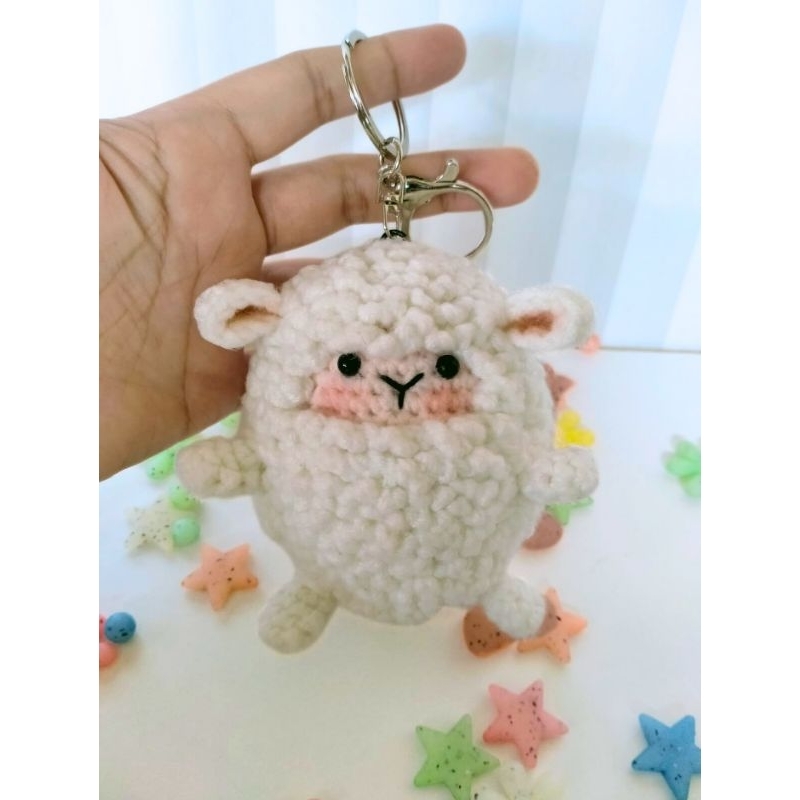 Gantungan Kunci Rajut Puffy Sheep