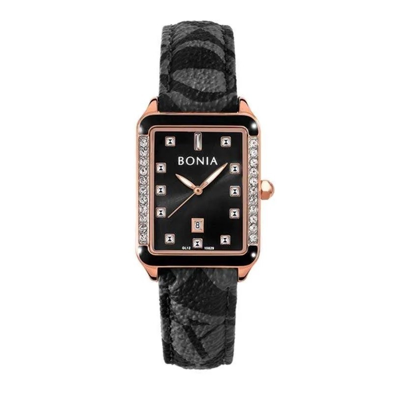 Bonia BNB10829-2537S Rosegold Kulit Hitam Cewek