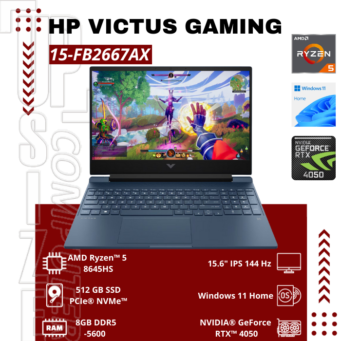 HP Victus Gaming 15 FB2667AX AMD Ryzen 5 8645HS 8GB 512GB RTX4050 15.6" FHD IPS - Blue