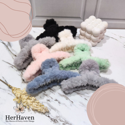 Jepit Rambut Bulu Korea Jepitan Rambut Korea Jumbo Bulu