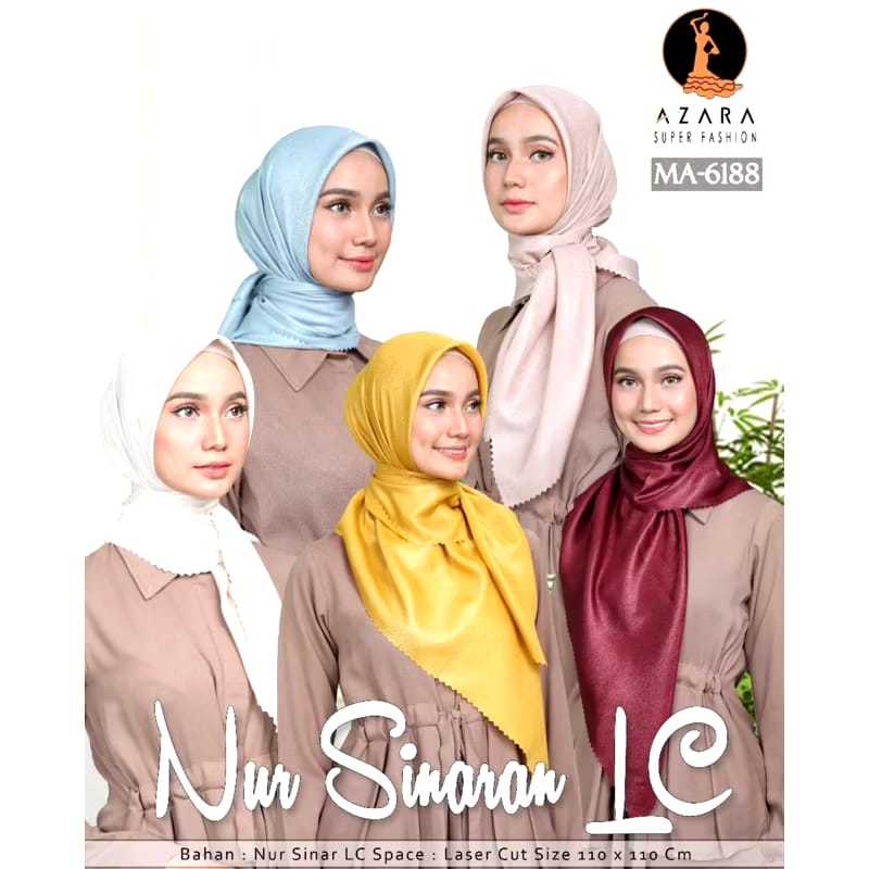 Azara Sinar Glamour // Segi Empat Azara Gliter Lasercut // Hijab Pesta Azara Original