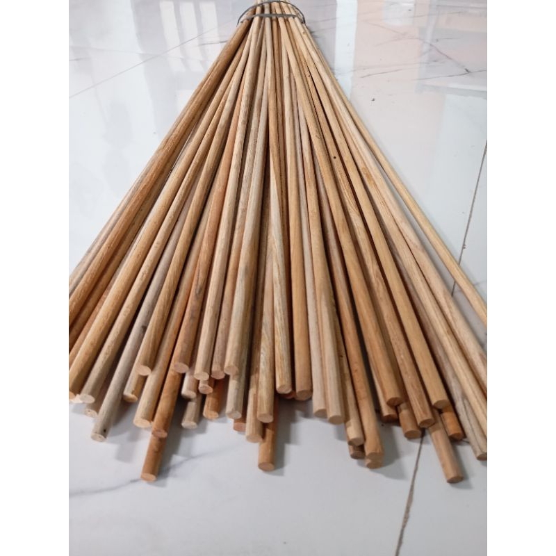 Tiang sangkar tanpa bor/stik kayu jati polosan 8mm panjang 1meter 4pcs