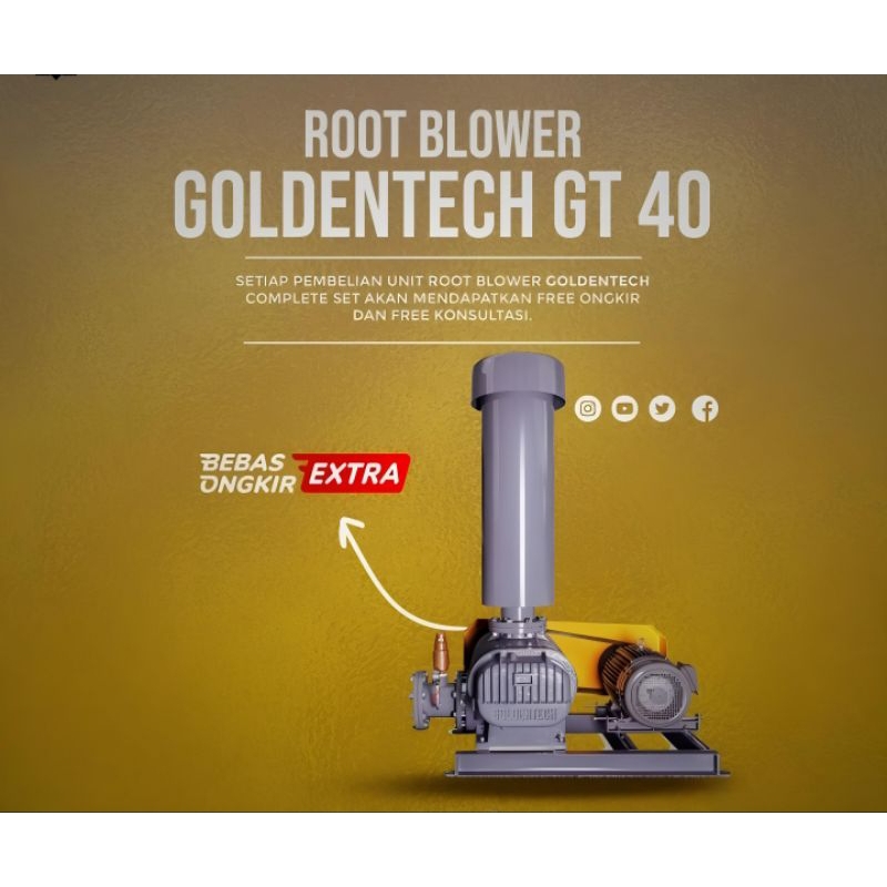 Goldentech Root Blower Type GT 040 1.5Kw High Pressure Pump