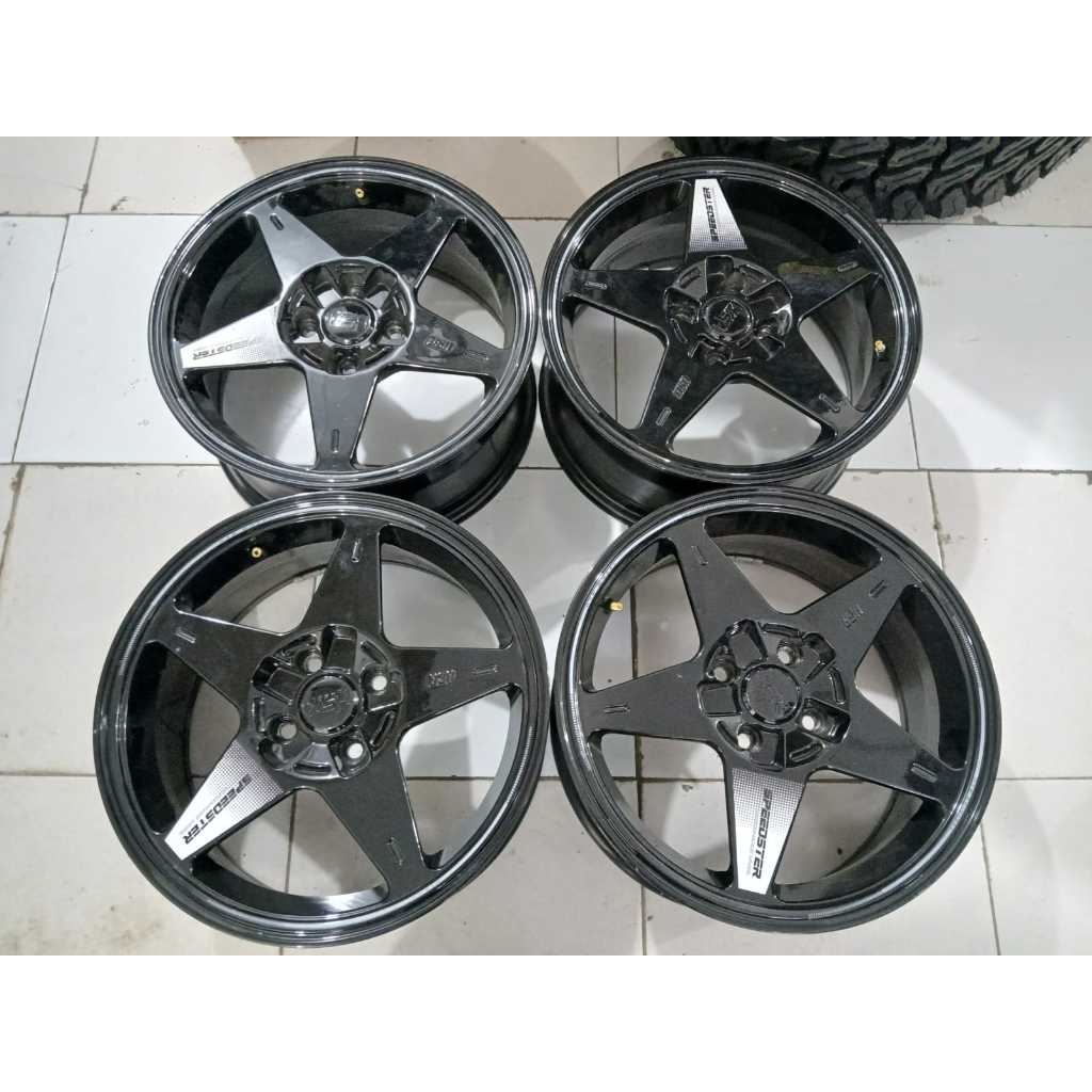 VELG MOBIL BINTANG HSR SPEEDSTER SEKEN LIKE NEW RING 16 LEBAR 7 BAUT 4X100 BLACK PELEK SECOND BUAT J