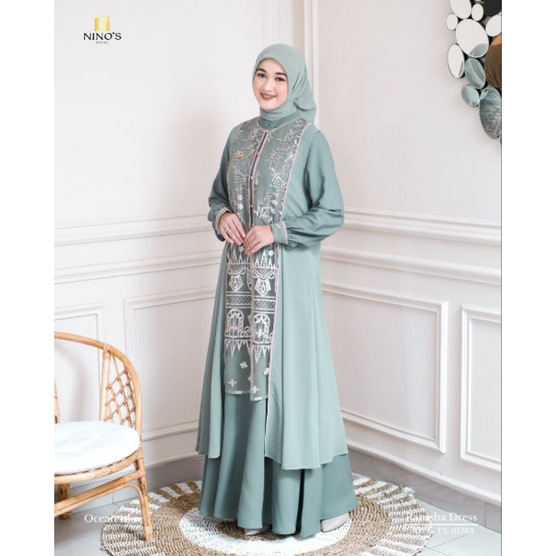 Gamis Dress Outer by Ninos Terbaru Premium/ Gamis Mewah / Gamis Lebaran / Gamis Kondangan / Dress Me