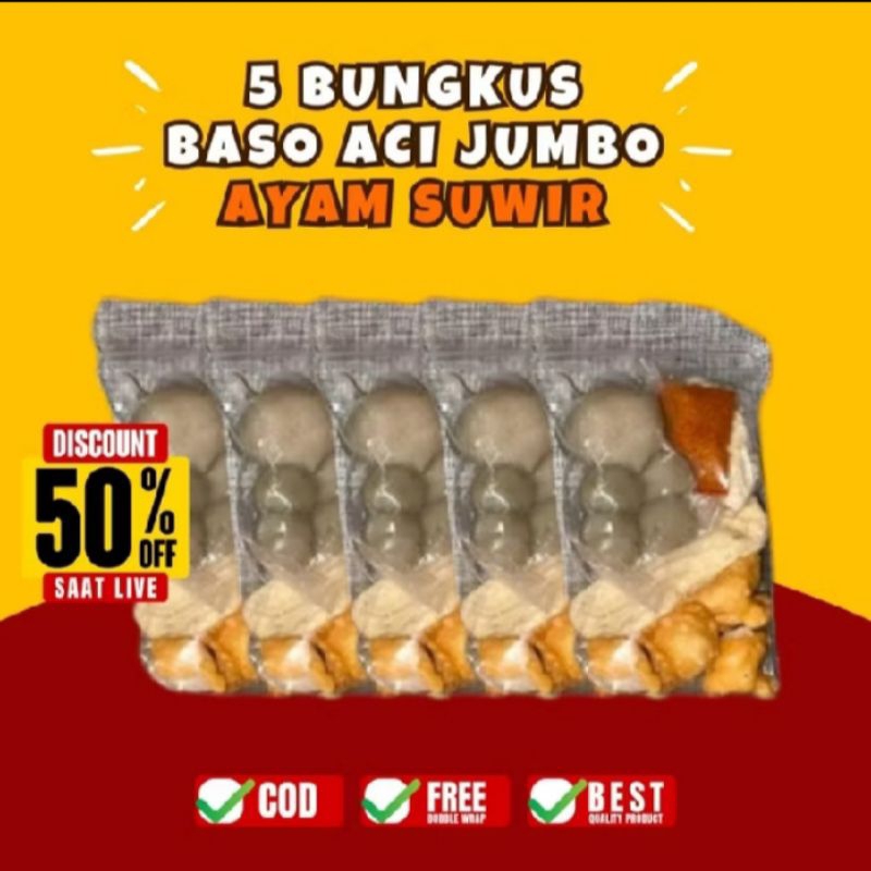 

paket 5 pcs baso Aci ayam suwir pedas mercon