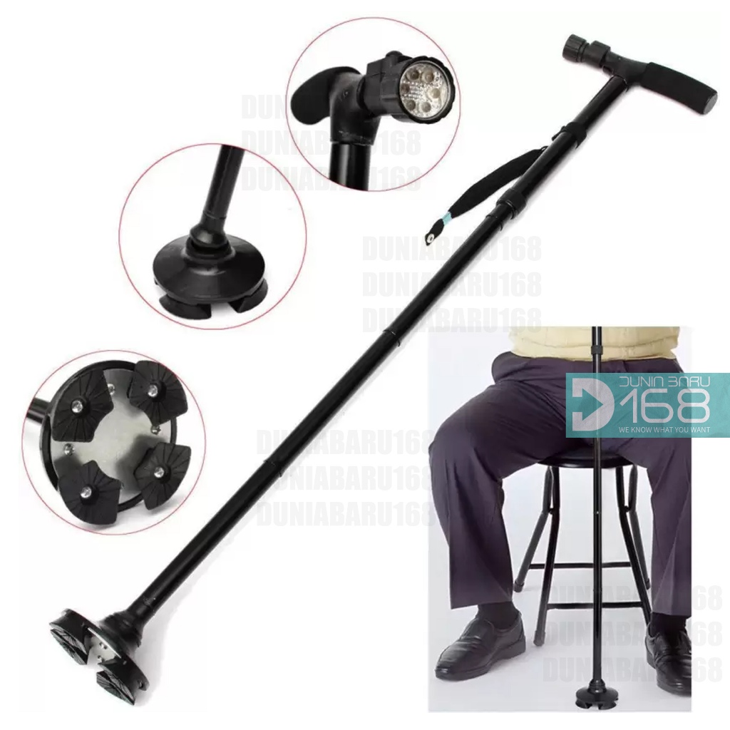 Tongkat Lipat Senter / Tongkat Alat Bantu Jalan Lansia / Tongkat Lipat Kaki 4