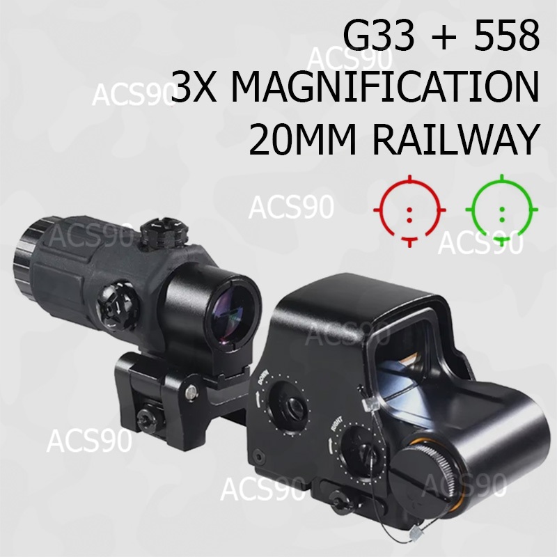 EOTECH HOLOSIGHT G33 MAGNIFIER + 558 HOLOGRAPHIC SIGHT COMBO SCOPE AEG GBB WGB
