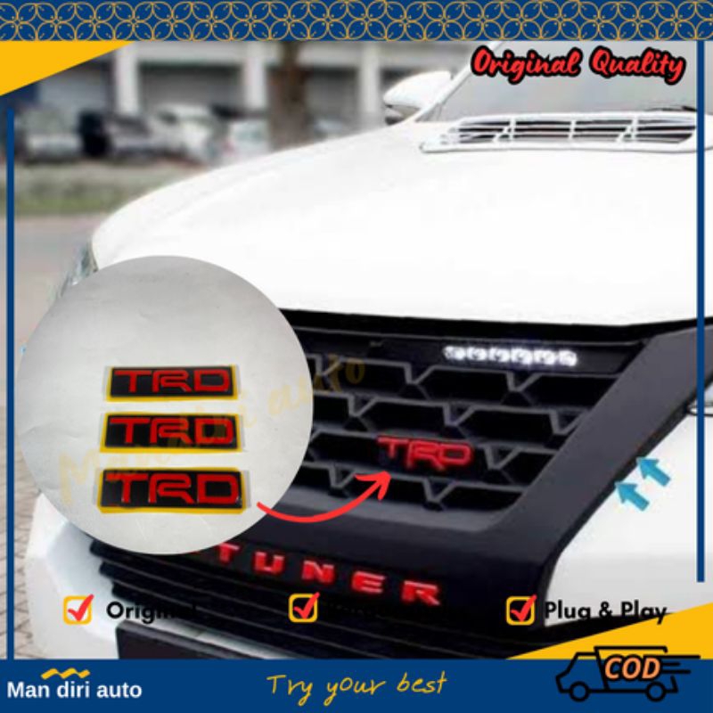 Emblem Original Tulisan Logo TRD Untuk Grill depan Toyota All New Fortuner Rush