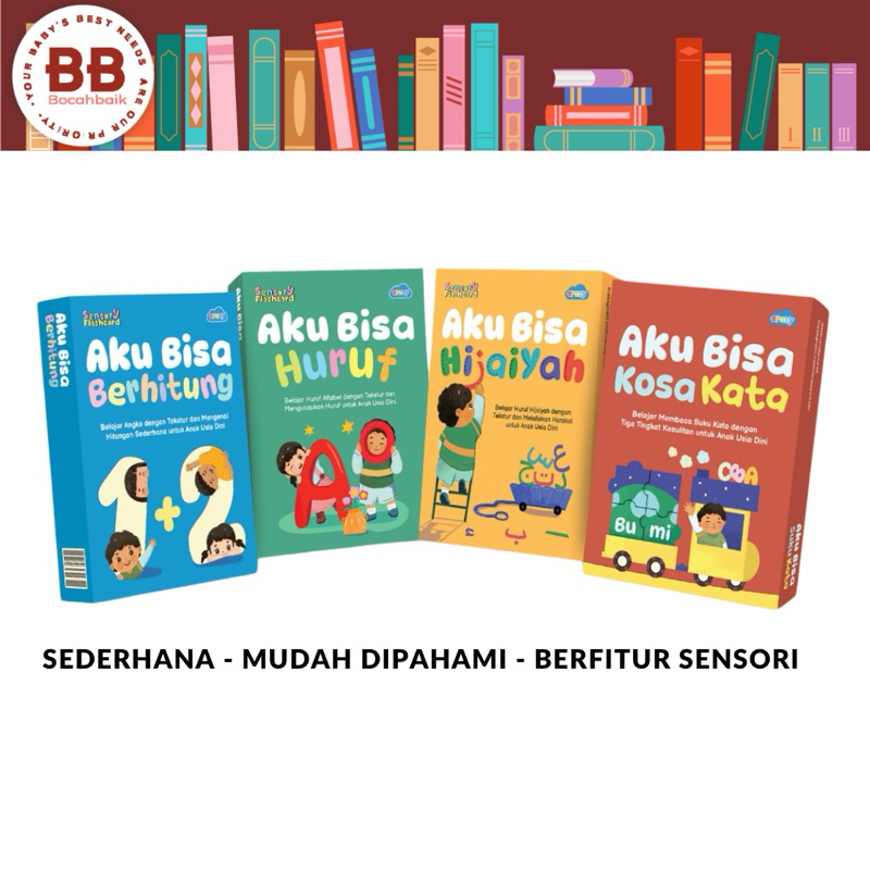 Kartu Sensori Aku Bisa Semua by Arasy Sensory Flashcards membaca untuk Anak Kartu Belajar Membaca, B