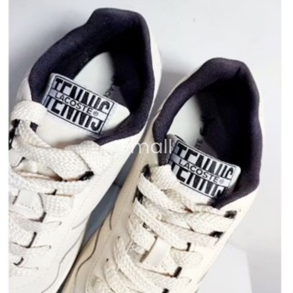 LCT8 M | LACOSTE TENNIS CLIP 223 1 SMA | WARNA OFFWHITE-BLACK | BAHAN LEATHER | SEPATU ORIGINAL