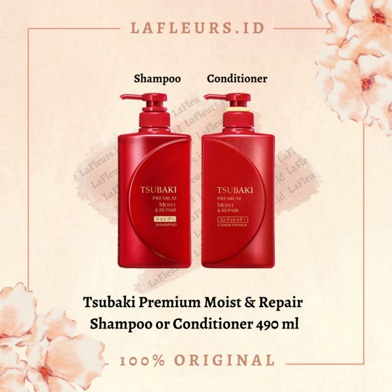 Tsubaki Premium Moist And Repair Shampoo 490ml / Moist & Repair Conditioner 490 ml / Shiseido / Samp