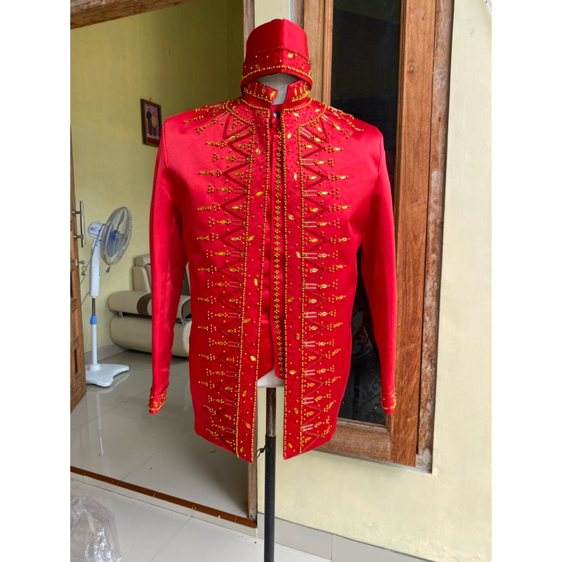 Beskap pengantin sunda || Beskap pengantin pria || Beskap merah cabe || Beskap pengantin pria merah 