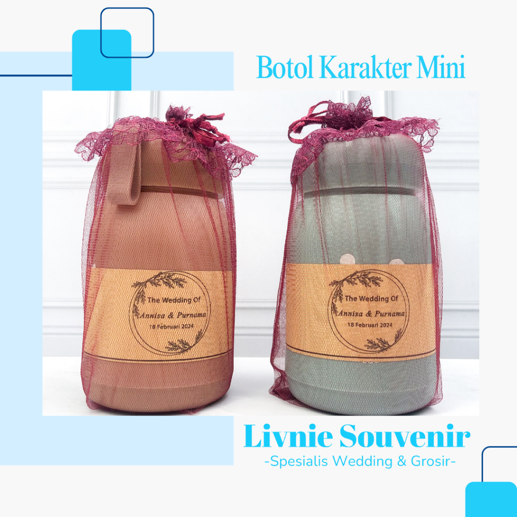 Souvenir Botol Kaca Karakter Mini Kemasan Tile