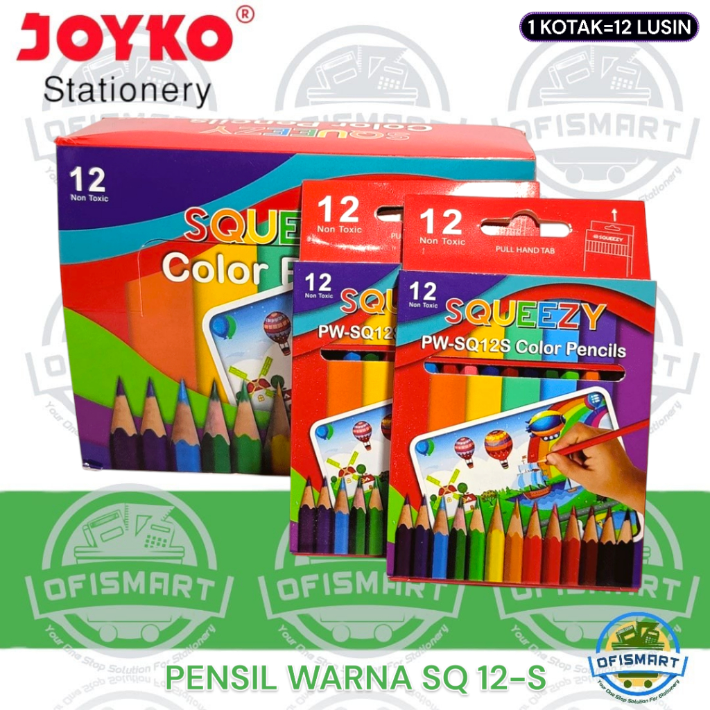 

Squeezy Pensil Warna Pendek Coloring Pencil PW-SQ12S | Grosir @1Ktk=12Lusin