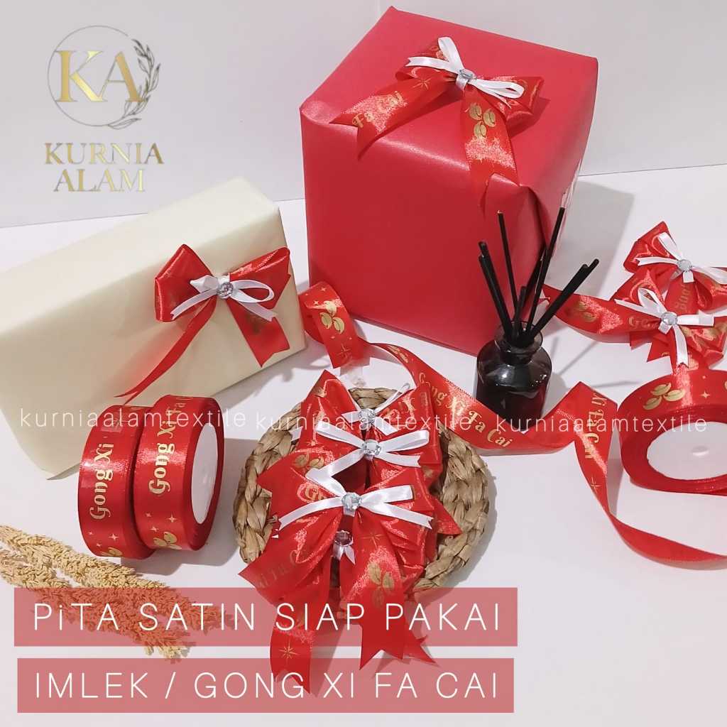 

Pita Satin Imlek Siap Pakai / Pita Hampers Imlek / Pita Jadi Gong Xi Fa Cai Untuk Bungkus Souvenir Dijual PER 1pcs