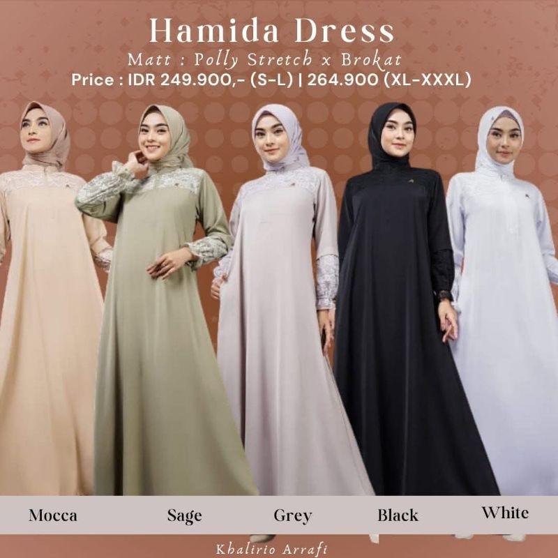 Hamida Dress by Arrafi ORI Gamis Polos mix Brukat Mewah Simpel