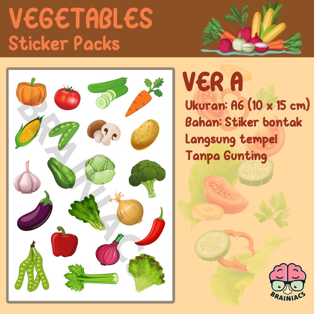 

ST-018, Sticker Stiker Vegetable Sayur Sayuran