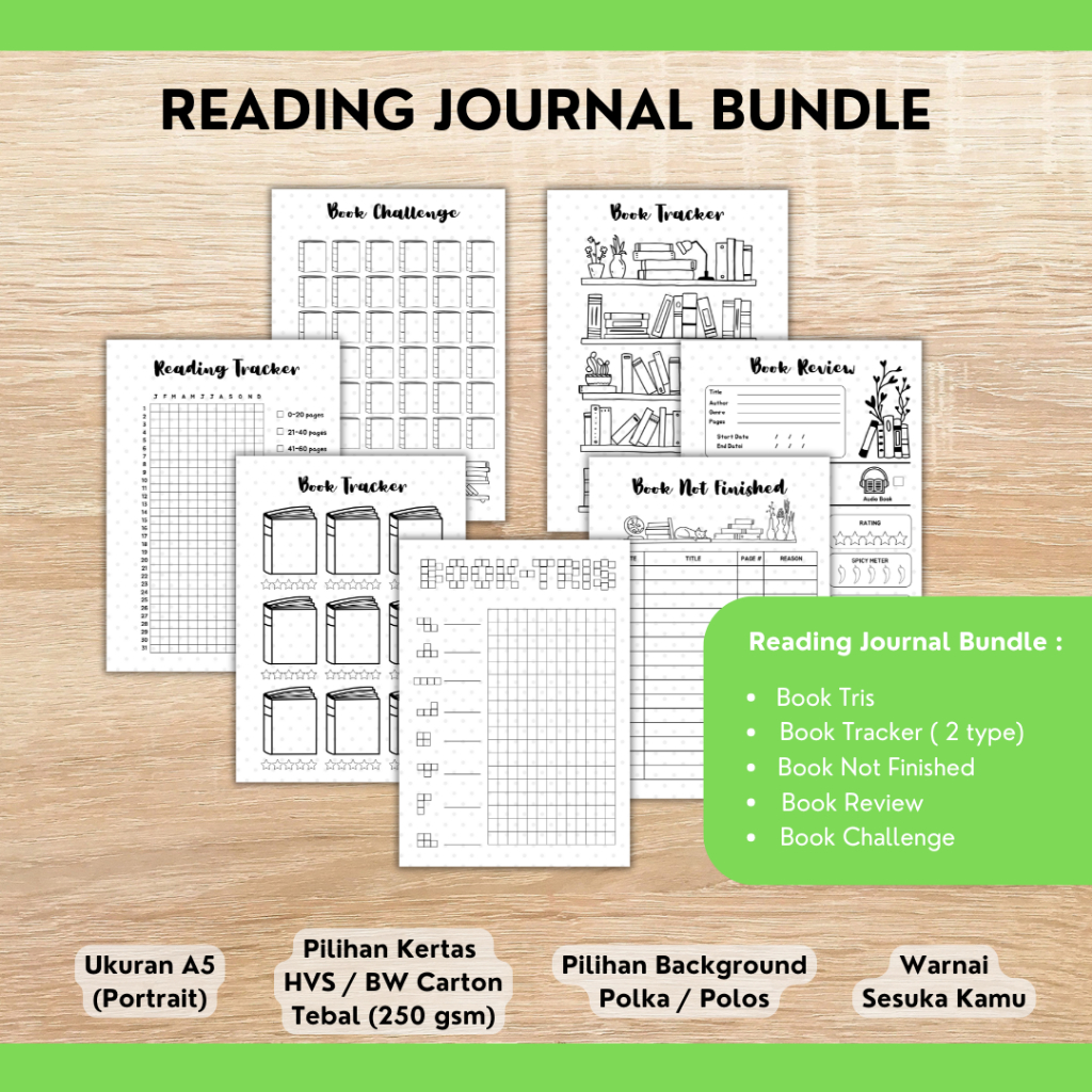 

BuJoKu Reading Journal Bundle | Bullet Journal | Template Journaling Book | Bullet Journal Aesthetic | Jurnal Aesthetic