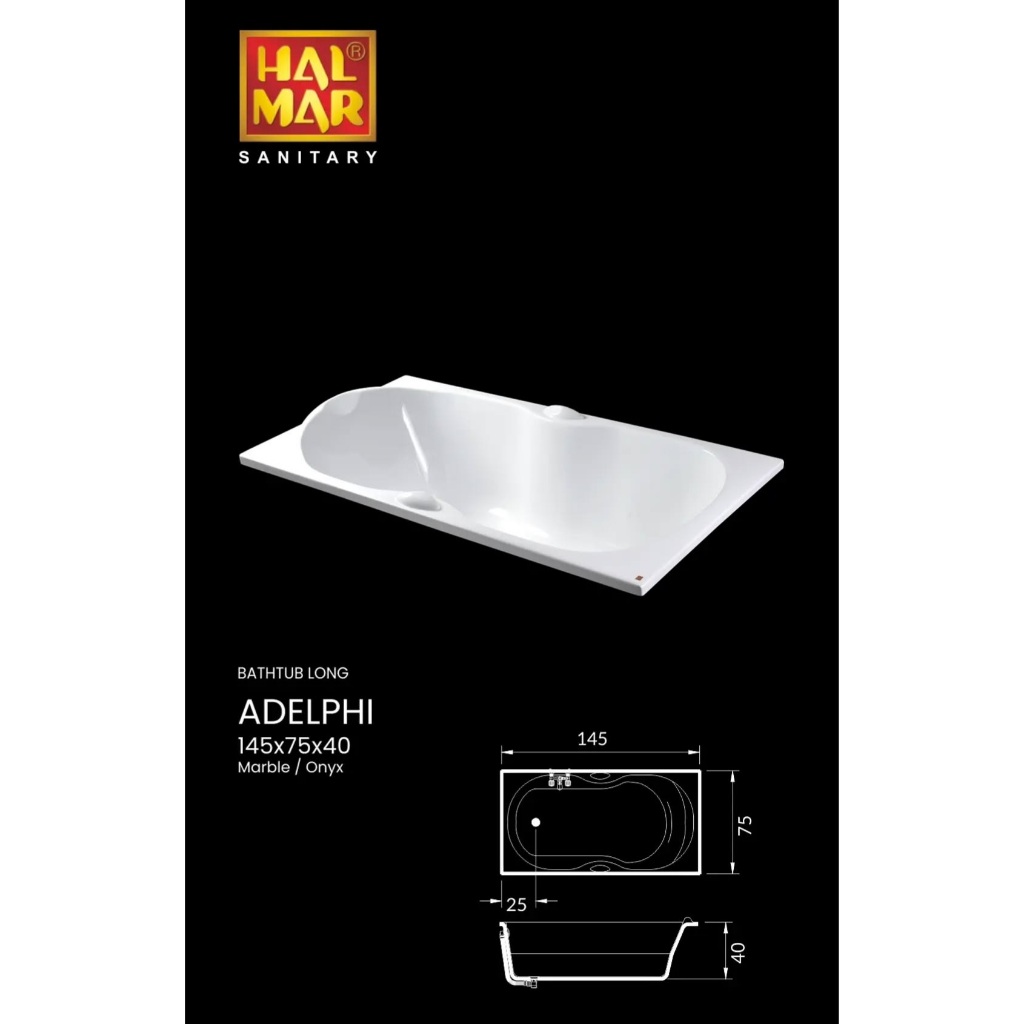 Halmar Bathtub /Bak Mandi Type Adelphi Bahan Marble