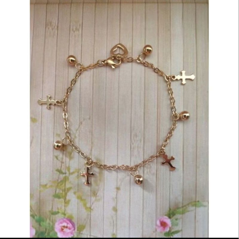 Gelang tangan salib titanium asli