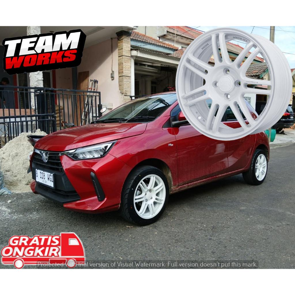 VELG RACING HSR BOON BOROKO RING 15 WHITE MOBIL SIRION AGYA BRIO R15 LEBAR 6,5 ET42 PELK WARNA PUTIH