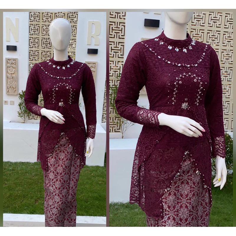 Kebaya tunik clarisa payet/Kebaya Wisuda Lamaran/Tunangan Batik/ Baju Couple Kondangan/Terbaru kebay
