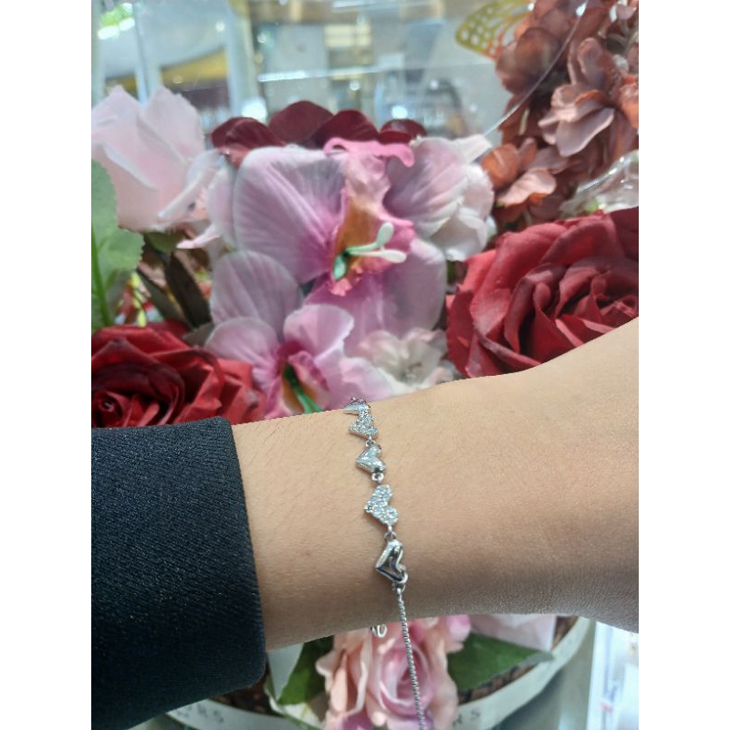 Gelang rante love white gold