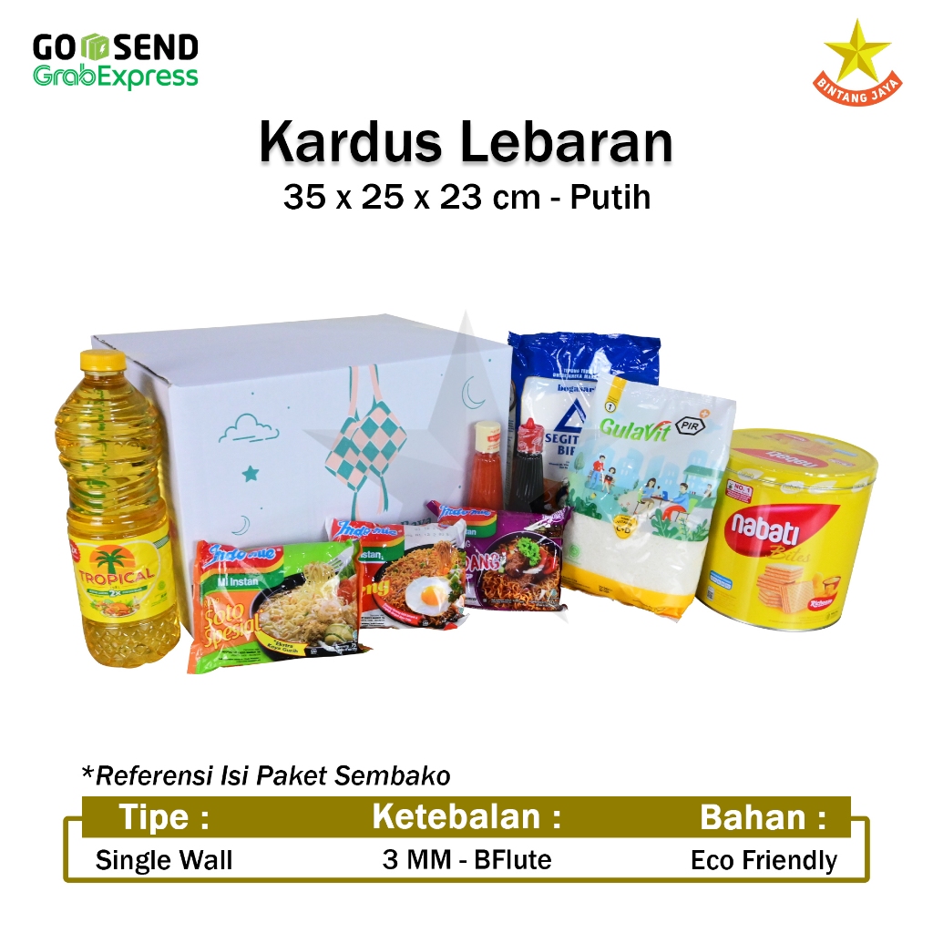 

Kardus Parcel Sembako Lebaran / Box Parcel Idul Fitri - 35 x 25 x 23 cm