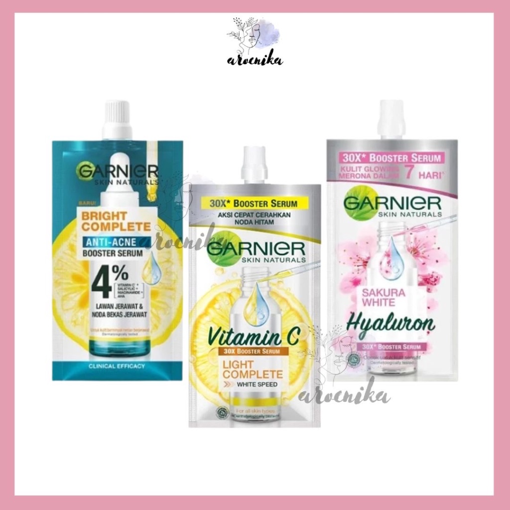 [AROENIKA] Sachet  Garnier Bright Complete  Booster Serum 30x Hyaluron | Vitamin C | Anti Acne