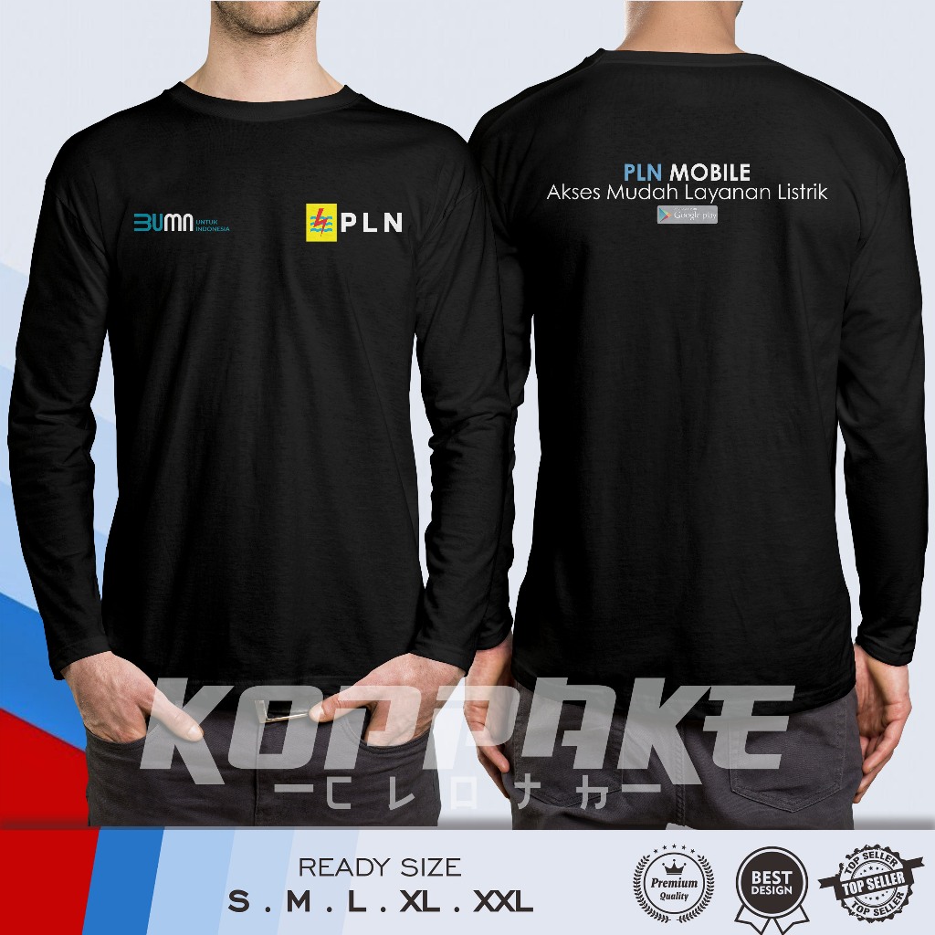 Kaos PLN Mobile Akses Mudah Layanan Listrik Lengan Panjang Baju Distro