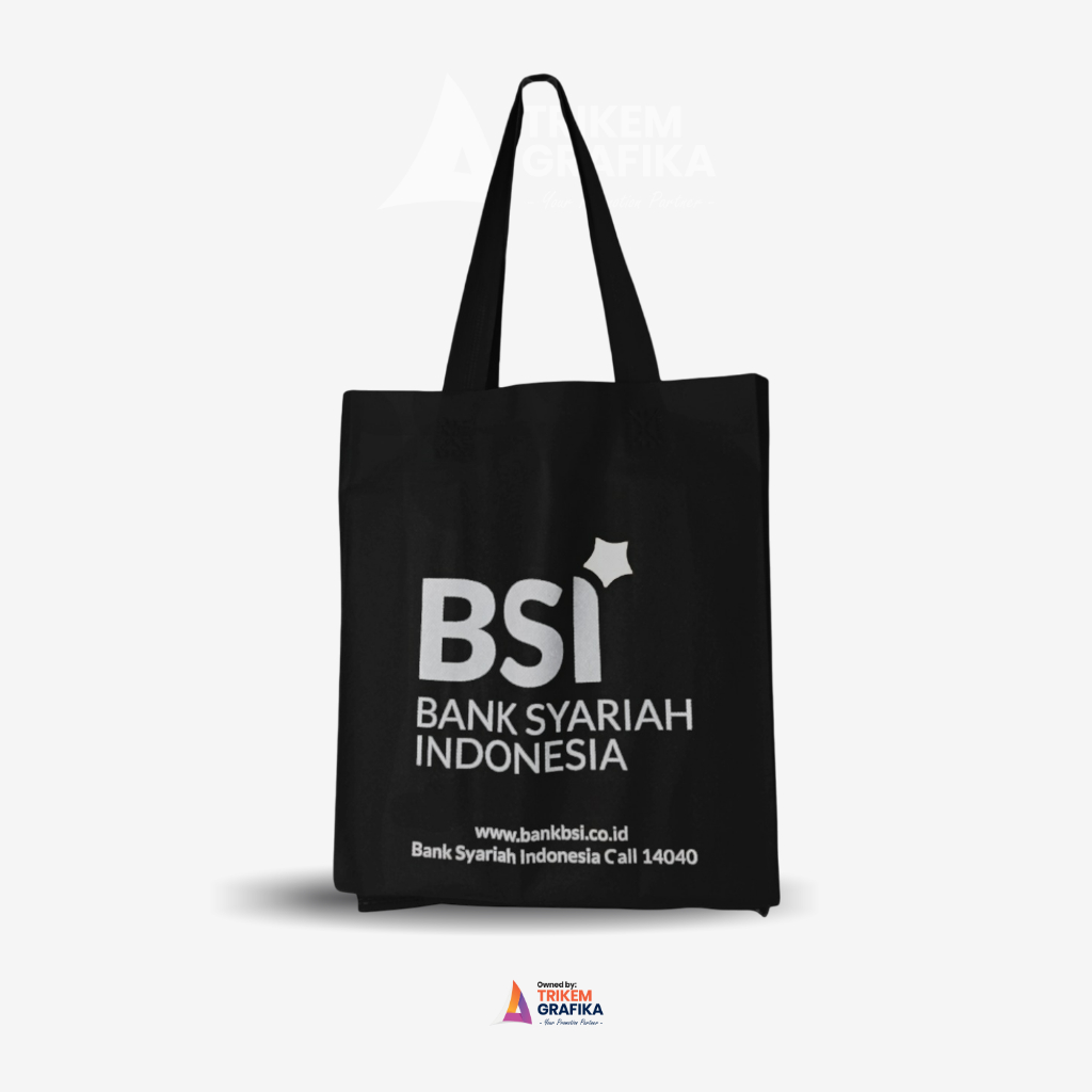 

READY STOCK Trikem Goodiebag Sablon 1 Warna Ukuran 30x40cm (Isi 10Pcs) BSI Bank Syariah Indonesia