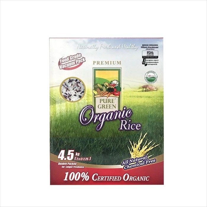 

PAKET 2 - PureGreen Organic Rice Beras Organik Merah Kombinasi 4.5 kg x 2 pc