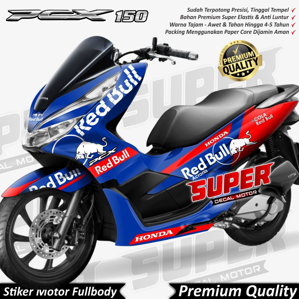 Stiker Decal Honda PCX 150 2018 2019 2021 Full Body Variasi Redbull Torro Keren