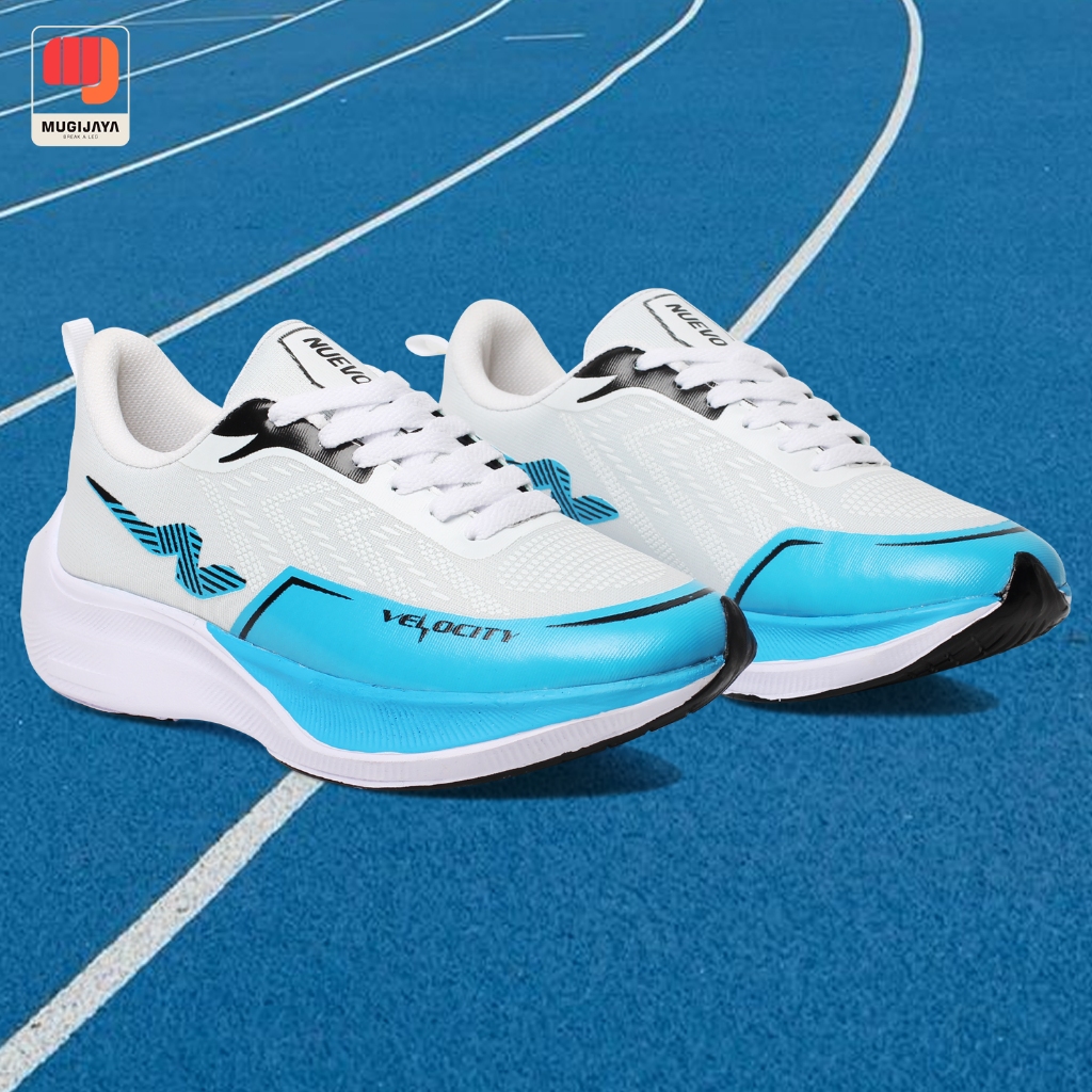 SEPATU LARI NUEVO VELOCITY PUTIH BIRU SNEAKERS RUNNING PRIA
