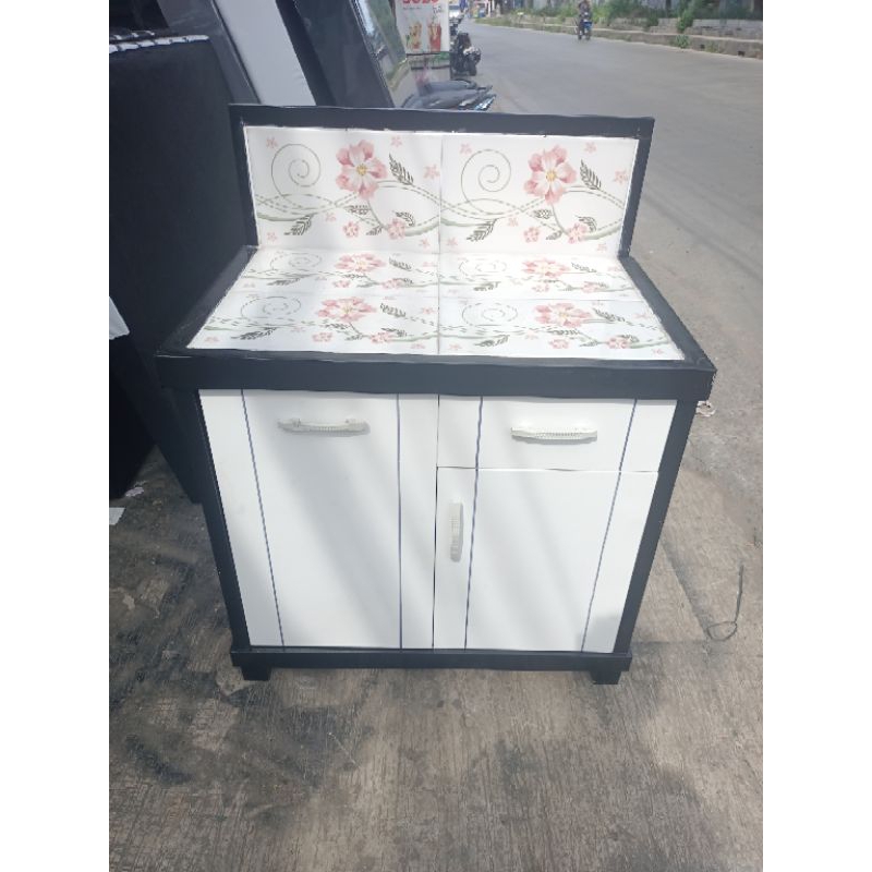meja kompor. rak kompor. rak piring sleding rell kompor pintu 2 kayu kompor tungku 2