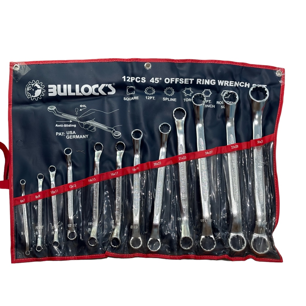 Kunci Ring Pas Bullocks 12 pcs/Bullocks 45* Offset Ring Wrench 12 pcs
