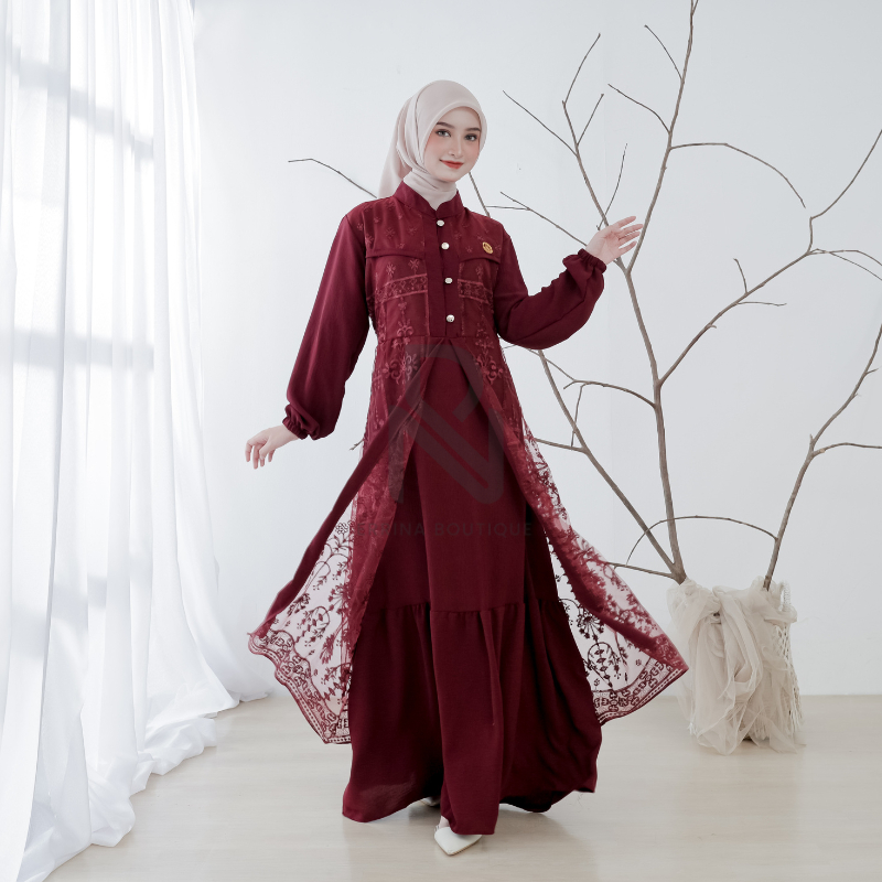 Gamis Brokat Elegan Pesta Muslimah Premium-4