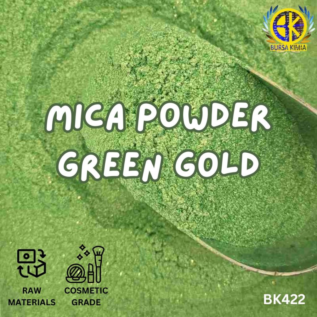 Green Gold Mica Powder 10gr / Mika Bubuk Green Gold Pewarna Cosmetic Grade DIY Slime Lilin 10gram
