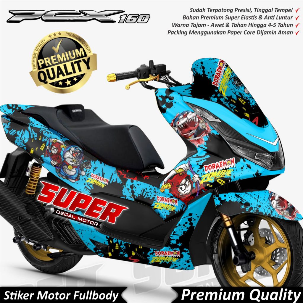 Stiker Decal Honda PCX 160 2022 Full Body Variasi Doraemon Zombie Keren