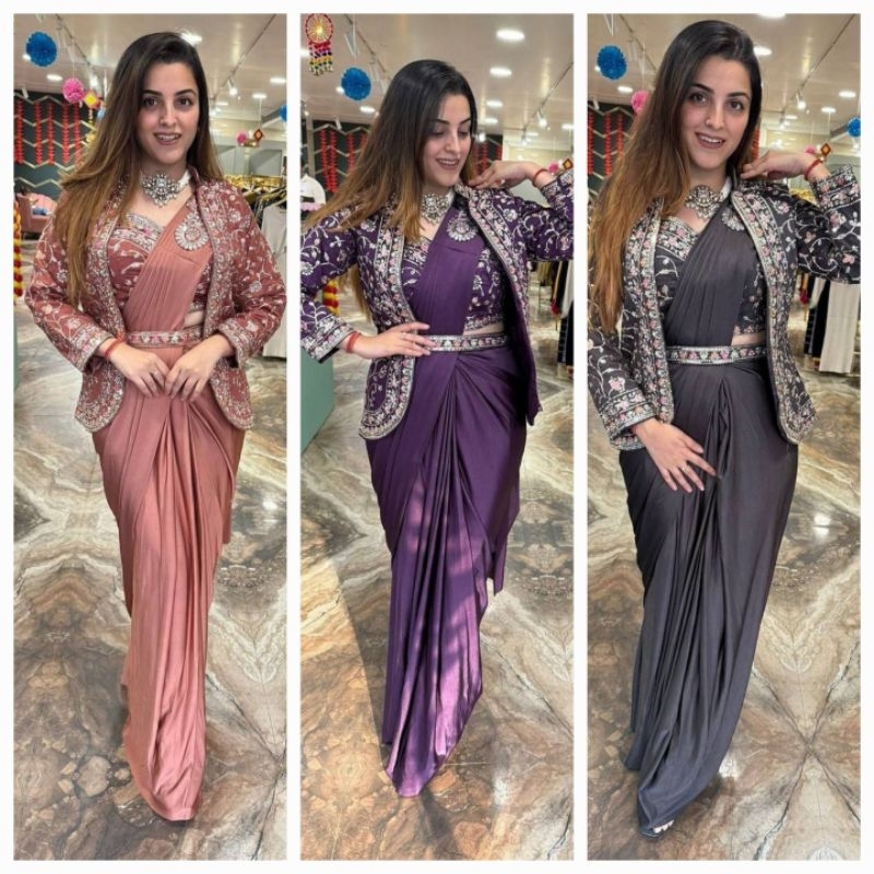 Sari + blazer instant ready made india import wanita