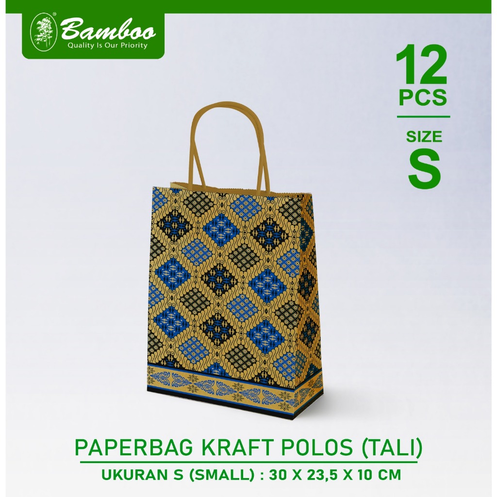 

Bamboo Paper Bag Kraft Batik Dengan Tali ( isi 12 Pcs )