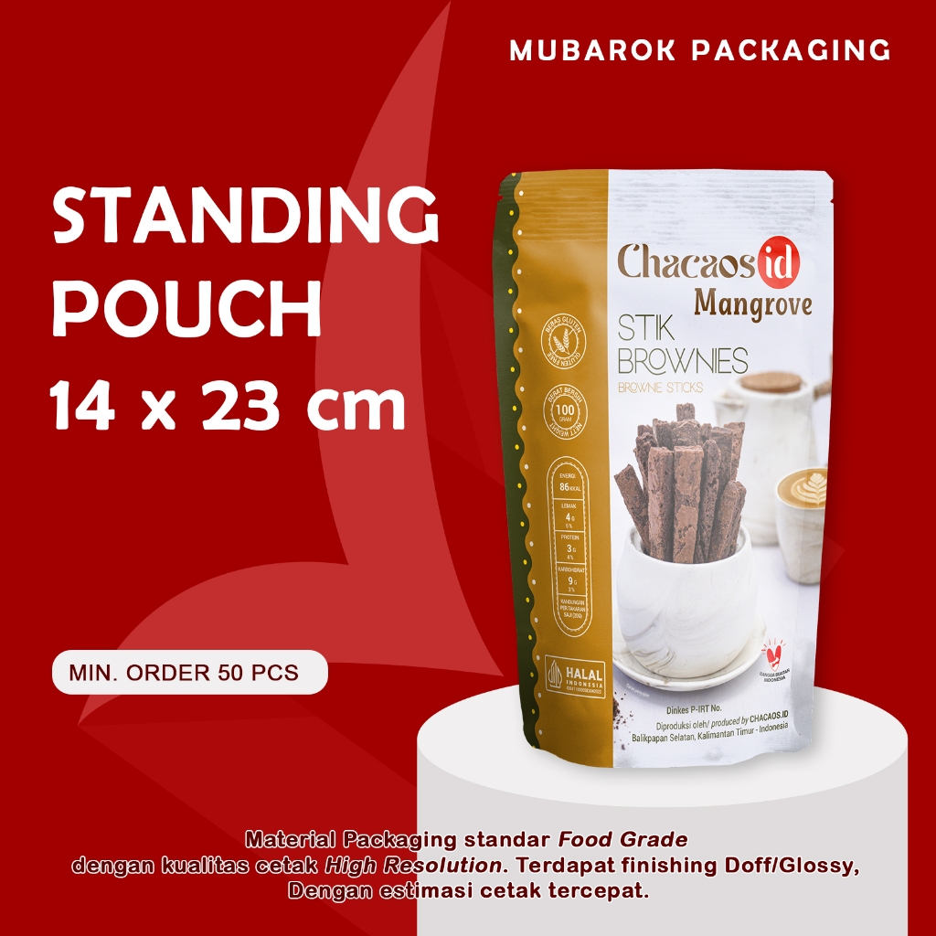 

Mubarok Packaging - Ukuran 14x23cm Kemasan Full Printing Cetak Standing Pouch Snack Makanan