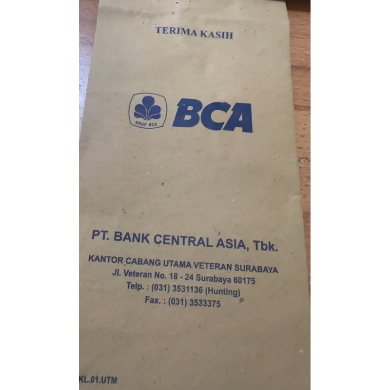 

amplop BCA COKLAT